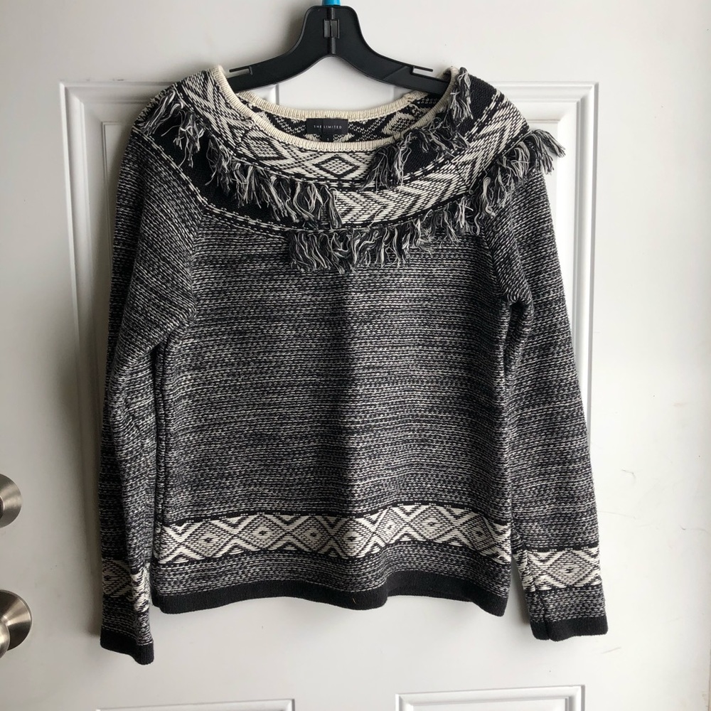 The Limited Knit Aztec Sweater with Fringe